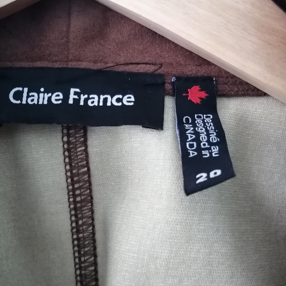 Claire France Brown Leather Jacket with Suede Trim - Picture 3 of 5
